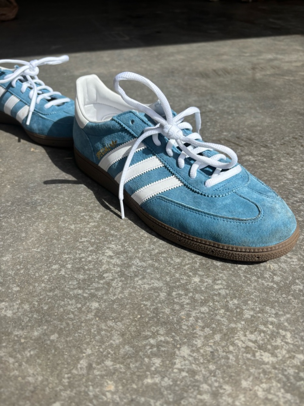 adidas Men’s Light Blue Suede Sneakers with White Stripes